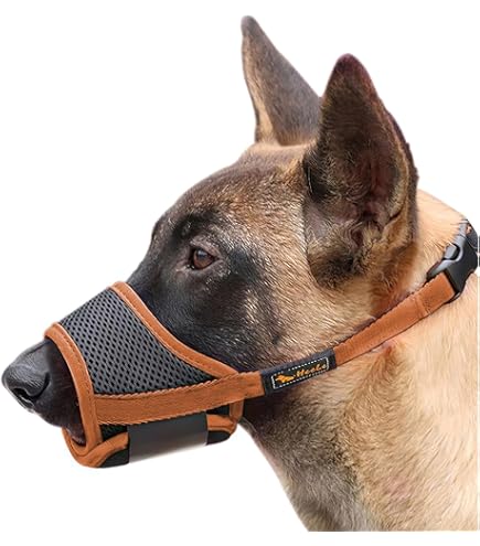 Verstelbare Muilkorf Voor Grote Honden - Ademend Net, L (Neus 26-31 Cm), Zwart - Hijgen & Drinken Mogelijk
