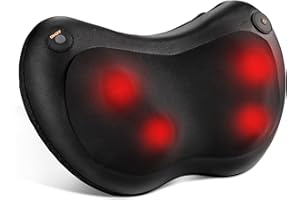 CAREBODA Cuscino massaggiante per collo e schiena con cavo, testina rotante per massaggio, funzione di riscaldamento, spegnimento automatico, adatto per casa e ufficio