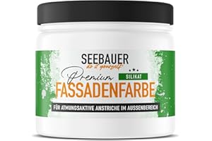 SEEBAUER diy Silikat-Fassadenfarbe Weiß 300ML für Außen (No. 000 Weiß) Atmungsaktive Mineralfarbe für Fassaden - Geeignet für Putz, Mauerwerk und Beton