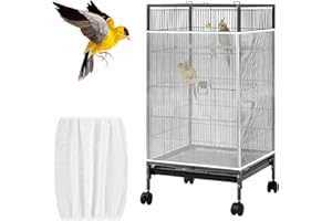 Hpmjz White Bird Cage Seed Catcher Adjustable Soft Birdcage Cover Reusable Nylon Mesh Birdcage Net Lightweight Skirt Seed Guard for Parrot Cage Stop Scatter Breathable Round Square Canary