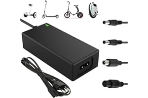 Yeerain Ladegeräte Für Scooter, E Scooter Ladegerät, Hoverboard Ladekabel, 42V 2A AC Elektroroller Ladegerät für Elektrofahrräder, Universal-Ladegerät mit 6 Anschlüssen für Scooter Elektrisch, EU