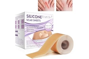 HRAMEX Silicone Scar Sheets(1.6”x60”),Silicone Scar Tape Roll,Scar Silicone Strips for Scars Caused by C-Section,Surgery, Burns,Injuries Acne,and Stretch Marks Patch Away,Waterproof and Breathable,Reusable