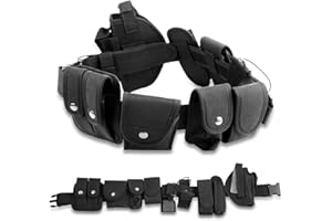 BAIGIO Wielofunkcyjny pas taktyczny, wojskowy, z workiem, na wędrówki, policję, polowanie, airsoft, A - czarny, jeden rozmiar