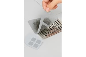 ZENITHYREN 50 Piezas Rejilla Desague Ducha Desechable, Atrapa Pelos Ducha Adhesivo, Filtro Ducha Pelo Anti-Obstrucción para Bañera, Lavabo y Fregadero, 10×10 cm