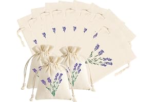 Set med 12 tomma lavendelpåsar för fyllning - återanvändbara lavendeltygspåsar med dragsko - doftpåsar för smycken, kryddor