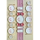 Erbaşlar L&uuml;x Seramik Sakura &Ccedil;i&ccedil;eği 6 Kişilik 21 Par&ccedil;a Sakura &Ccedil;i&ccedil;eği Kahvaltı Takımı, Seti beyaz