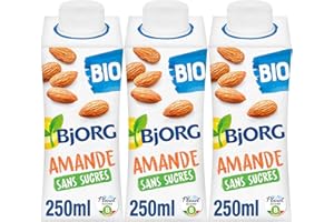 BJORG - Lait d'Amande sans Sucres - Boisson Végétale Bio - Pauvre en Acide Gras Saturés - 3 x 25 cl