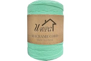 Uiopa Hilo Macrame 3mm x 300m Verde Algas Macrame Cuerda Algodon Natural de 4 Hilos Algodó Corde, Bricolaje Craft Cuerda para Macrame Pared, Cortinas, Colgador de Plantas, Cesta Regalo, Atrapasueños