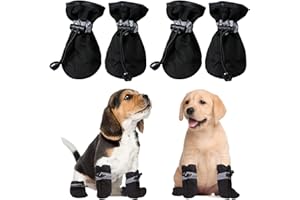 RICHDMI 4xChaussures Chien Antidérapantes, Bottes Chien Impermeable, Botte pour Chien, Protecteur de Patte, Taille Facilement Réglable, Sangles Réfléchissantes, Très Bien pour Petit Chien de Race