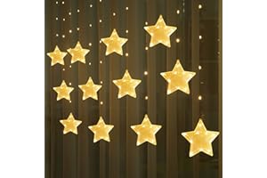 BLOOMWIN Christmas Window Lights 3 x 0.75M Star Curtain Fairy Lights USB Powered with Remote 8 Flashing Modes 180LEDs Xmas Party Wedding Home Bedroom Wall Garden Ornament Decoration