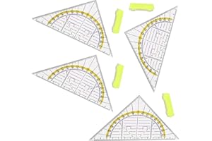 BFUZXY Geodreieck Set,4 Stück Flexibles Geodreieck mit Griff,16cm Zeichendreieck aus Transparentem Kunststoff,Winkelmesser und Lineal für Schule und Büro,Ideal für Technisches Zeichnen,Mathe und Kunst