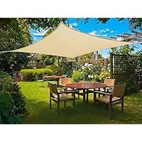 Sunnylaxx Wasserdicht Sonnensegel Sonnenschutz Garten - Rechteck 2x3m, UV-Schutz wetterbeständig Segel, Sand