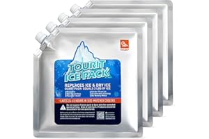 TOURIT Reusable Ice Packs for Coolers Long Lasting Cooler Ice Packs for Cooler Bag, Lunch Bags/Box, Cooler Backpacks, Knee Injuries, Back Pain Relief