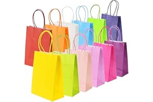 CLEANEATY 36Pcs Paper Party Bags 12 Colors Candy Gift Bags with Handles, Colored Paper Bags for Easter Egg Hunt, Birthday, Wedding, Halloween, Christmas, Thanksgiving, Celebrations