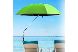 GENERIC 360° Adjustable UV Protection Beach 𝗨𝗺𝗯𝗿𝗲𝗹𝗹𝗮 with Adjustable Clam, UPF 50+ Outdoor Sun Sh-ade for Beach Chairs, Strollers, Wheelchairs, Portable Par𝐚𝐬𝐨𝐥 with Clamp Windproof Durable Design