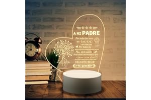 Welsky Regalo Padre, Regalo para Padre, Luz de Noche Acrílica Grabada para Papá, Regalo Padre Cumpleaños, Ideas de Regalo para Papá, Regalo de Cumpleaños para Papá, Regalos para Papá de Hija Hijo