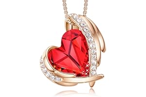 CDE Collier pendentif coeur femme en or rose, orné de cristaux bijoux cadeau pour femme mère anniversaire/Cadeau de Noël/Cadeau Saint Valentin