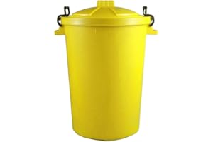 ONLINEDISCOUNTSTORE 80L/85L - Yellow - Litre Plastic Colour Bin Garden Rubbish Waste Dustbin