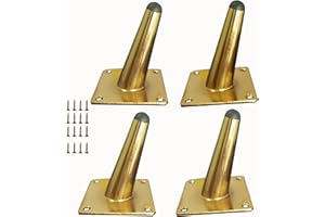 Mimhooy 4Pcs 4 Inch Furniture Legs Luxury Gold, Oblique Tapered TV Cabinet Legs, Dresser Legs, Coffee Table Legs, Couch Sofa Legs, Mid-Century Modern Style Metal Furniture Feet