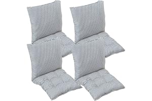 MERCRI Pack 1/2/4 Cojines para Sillas con Respaldo,40x40/45x45/50x50 cm,con Correas de Sujeción ,Cojín Acolchado de Respaldo Bajo, Cojín Acolchado para Silla de Jardín ( Color : #21 , Size : 50x50cm4pcs )