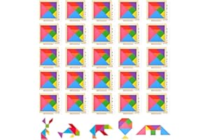 UHETLET Tangram Infantil Pack 30 Regalo Cumpleaños, Tangram Madera para Niños, Relleno Piñata Infantil, Tangrams Infantiles Regalo para Colegio Comunión, Juego de Puzzle Geometrico para Niños