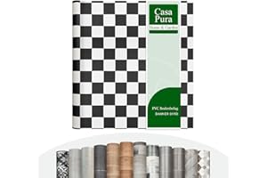 CASA PURA Revestimiento para suelo CV Atlantic damero, suelo de PVC extra resistente (espumado), damero blanco y negro, elegante aspecto de azulejos, superficie estructurada, venta por metro (200 x 200 cm)