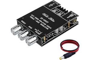 SIKKEBY Amplificateur HiFi, Mini Bluetooth 5.0 Module amplificateur audio stéréo, ZK-1002T 2.0 canaux 200 W Amplificateur numérique Récepteur