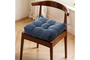 Warmiehomy Chair Cushions with Ties, 10cm Thicken Booster Cushions for Armchairs, Soft Seat Pads for Dining Chairs, Large Cushion for Elderly, Pregnancy & Post-Operative Adults, 40x40cm(Blue-grey)
