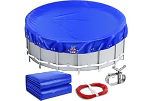 YCXXKJ Poolabdeckung rund für Pools Ø 320-366 cm, UV-beständige Solarplane Pool rund aus 200g/m² PE Material, abdeckplane Pool für Sommer & Winter, Ø 420 cm Pool Abdeckplane