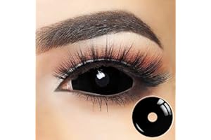 Lentes de Contacto VIP Dos lentillas Sclera 22 mm Negro Blanda Anual Cubren todo el ojo!