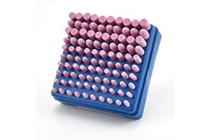 BIGP 100 Pezzi Punte Pietra Abrasiva Montate, con Gambo da 3 mm, Teste di Molatura Levigatura 4mm 5mm 6mm 8mm e 10mm per Trapani Rotativo DREMEL Per Molatura, Lucidatura, Incisione