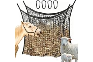 MEISHANG 2 Stück heunetz für Pferde,Futternetz für 8kg Heu, Heutasche Mit 4 Karabinern,Größe 80x90 cm,Kontrollieren Sie Die Fressgeschwindigkei