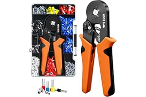 Crimpzange Aderendhülsen Set mit 1250 Aderendhülsenzange Selbsteinstellende 0,25-10mm² Krimpzange Crimp Zange Crimping Pliers mit Kabelendhülsen Krimpzangenset für Heimgebrauch