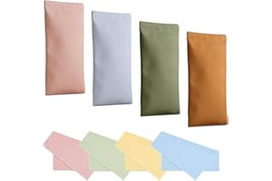 Kememo 4PCS Soft Leather Glasses Case, Portable Squeeze Top Sunglasses Case Waterproof Glasses Bag Storage pouch with Cleaning Cloth