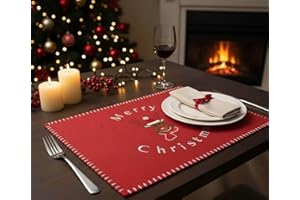 ‎KAMACA KAMACA 4er Set Tischsets Filz Rentier Platzsets Platzmatten Weihnachtsdeko Weihnachten Winter Advent Tischdekoration Filzoptik abwaschbar rutschfest hochwertig 30x40 cm (4er Set Filz Rentier ROT)