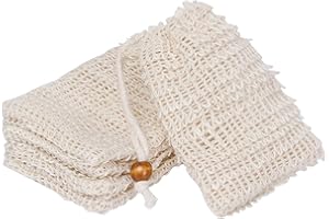 Goldoars Sac à savon en sisal Sac à savon exfoliant Sac à savon naturel Sac à savon Sac à savon Douche Sac à savon sac avec cordon pour la baignade et le lavage - 5 PCS