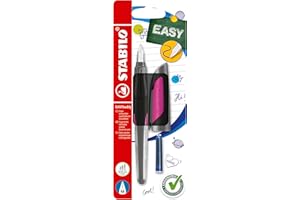 ‎STABILO STABILO - Schulfüller mit Standard-Feder M - EASYbuddy in schwarz/magenta - Schreibfarbe blau (löschbar) - Einzelstift - inklusive Patrone