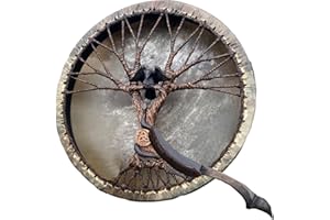 GENERIC Tambour chamanique - Tambour chaman végétalien avec baguettes - Baguettes - sonore Tambour adulte réflexion et méditation Tambour chamanique Tambour chamanique Shamando Tambour chamanique