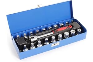 XPOtool Set Clés de vidange 18 pièces Cliquet 3/8" Vis Adaptateur Embout Entretien Huile Automobile