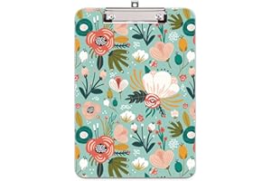 Hnogri Portablocco A4 plastica rigida, Fashion design clipboard a4, Tavolette per appunti e raccoglitori moduliDimensione lettera, fiore verde