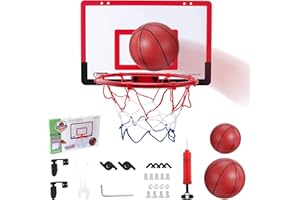 WEIGUDOC Wandmontierter Basketballkorb, Mini Basketballkorb für Kinder mit 2 Bällen und Luftpumpe, Sportspielzeug für Kinder und Erwachsene für Schlafzimmer, Büro (40 x 26 cm)