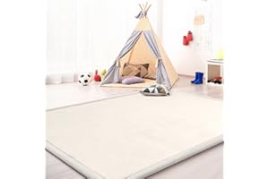 ‎TT HOME TT Home Krabbelmatte Babyzimmer Teppich Spielmatte Kinder Unifarben rutschfest Flauschig, Farbe: Beige Creme, Größe:120x160 cm