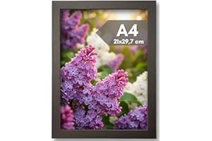 NOOGUI - Marco A4 - Madera Negro - 21x30 Cm - Frontal Antirreflejo - Ideal para Cuadros, Diplomas, Certificados, Posters o Puzzles - Posición en Vertical u Horizontal - Fácil de Limpiar