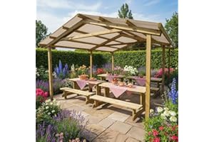 SUNWOOD Pergola Carport in legno 400x550 cm, in pino impregnato, Made in Italy