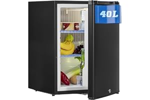SMETA Frigo 12v 220v 40L avec Serrure, Réfrigérateur Camping Car, Mini Frigo de Chambre, Frigo Camping pour Caravane Voiture Van Aménagé Fourgon Bar Hôtel, à Absorption, Noir