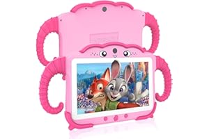 OKULAKU Kinder Tablet 7 Zoll Kids Tablet für Kinder ab 3-14 Android Kindertablet mit Hülle 32GB Kindersicherung GMS Certified Kleinkind Tablet mit WiFi Bluetooth Google Play Store für Mädchen Junge Magentarot