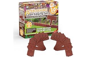 MY GARDEN OUTDOOR LIVING My Garden Interlocking Garden Edging Set Cobbled Stone Effect Lawn Plant Border Ideal for Borders Flowerbeds Pathways Lawn Stake Based For Easy Fitting Create Any Shape (Pack of 10)