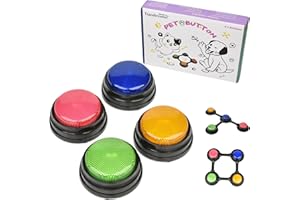 Tiandirenhe Buzzer con función de grabación, 4xAnswer Buzzers, juguetes para interacción infantil, juegos e interacción con perros