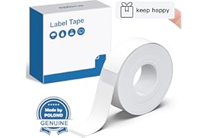 ‎POLONO POLONO P31S Etikettenhersteller-Band, angepasstes Etikettendruckpapier, 14 x 40 mm, laminiertes Standard-Etikettenband, Ersatz für Büro, Büro, Schule, 180 Etiketten/Rolle, Weiß