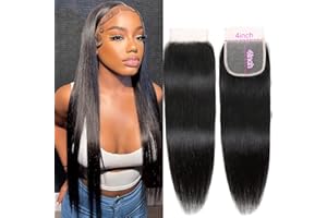 DUAUJUIU Straight Human Hair 4x4 HD Lace Closure Brazilian Hair Human Hair Closure for Black Women Natural Remy Hair Soft Swiss Lace Closure 16 Inch